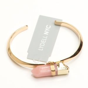 🌺 Lydell NYC Pink Quartz Gold Tone Cuff Bracelet
